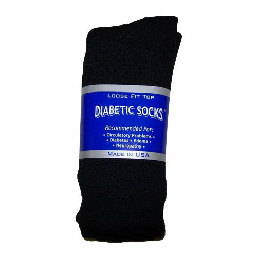 Leader Diabetic Crew Socks, Black, Large, 1 Ea